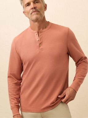 Threads 4 Thought Men's Long-Sleeve Henley in salmon